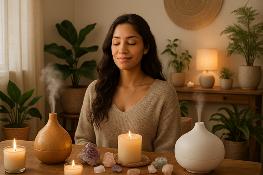chica latina Crea un ambiente de paz y equilibrio en tu hogar. Nuestra selección de difusores, velas aromáticas, cristales y elementos decorativos está pensada para purificar tu entorno y convertir tu casa en un verdadero santuario. Llena cada rincón de energía positiva y bienestar.